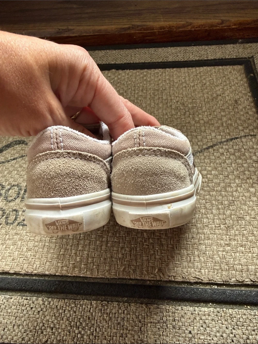 Vans- Beige Suede Velcro Kids Sneakers
